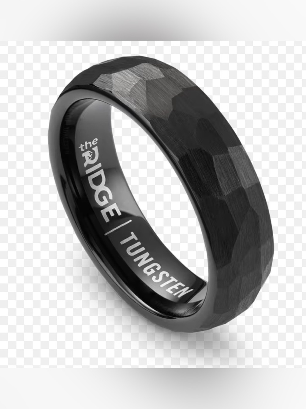 Black Tungsten Faceted Men's Ring